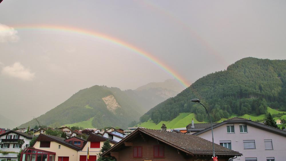 Mountain range rainbow wallpaper