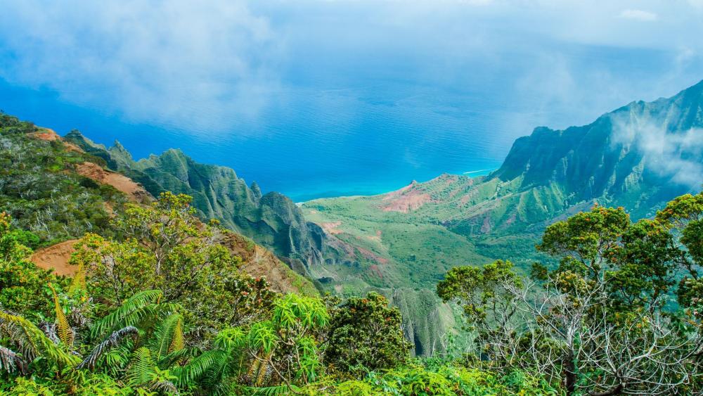 Spectacular view from Kalalau Lookout to Kalalau Valley - Hawaii wallpaper