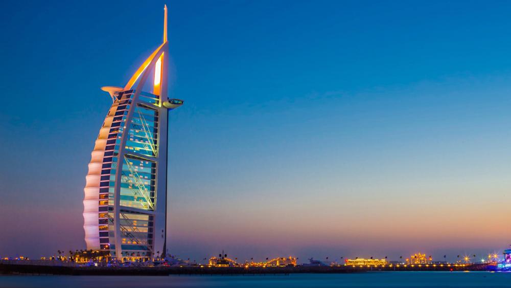 Burj Al Arab at night, Dubai wallpaper
