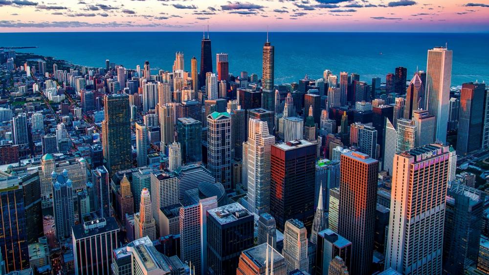 Chicago skyscrapers - Aerial photography wallpaper
