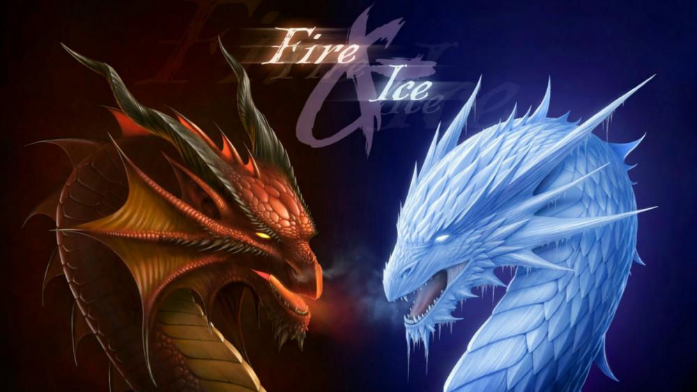Fire dragon vs ice dragon wallpaper