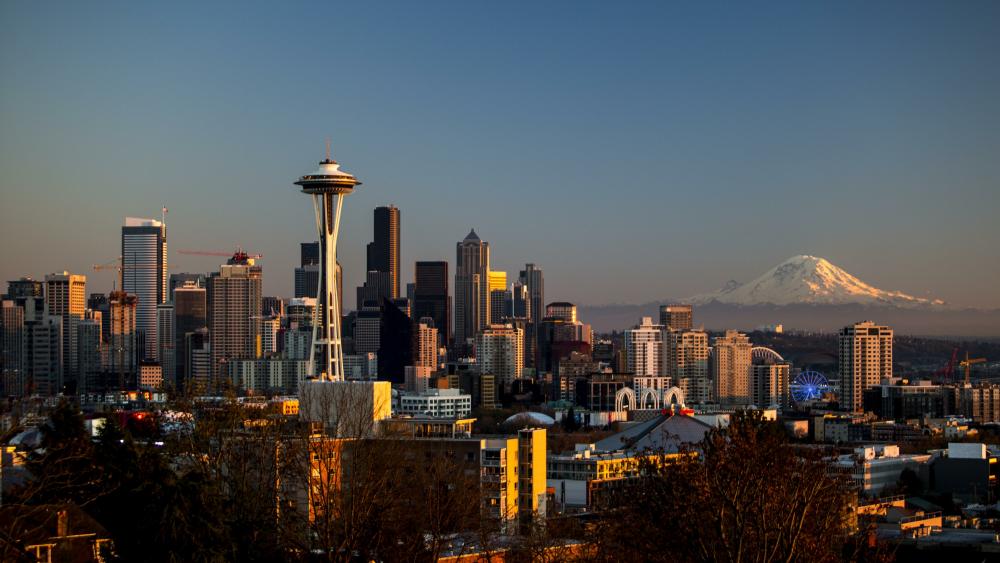 Seattle cityscape with the Mount Rainier wallpaper
