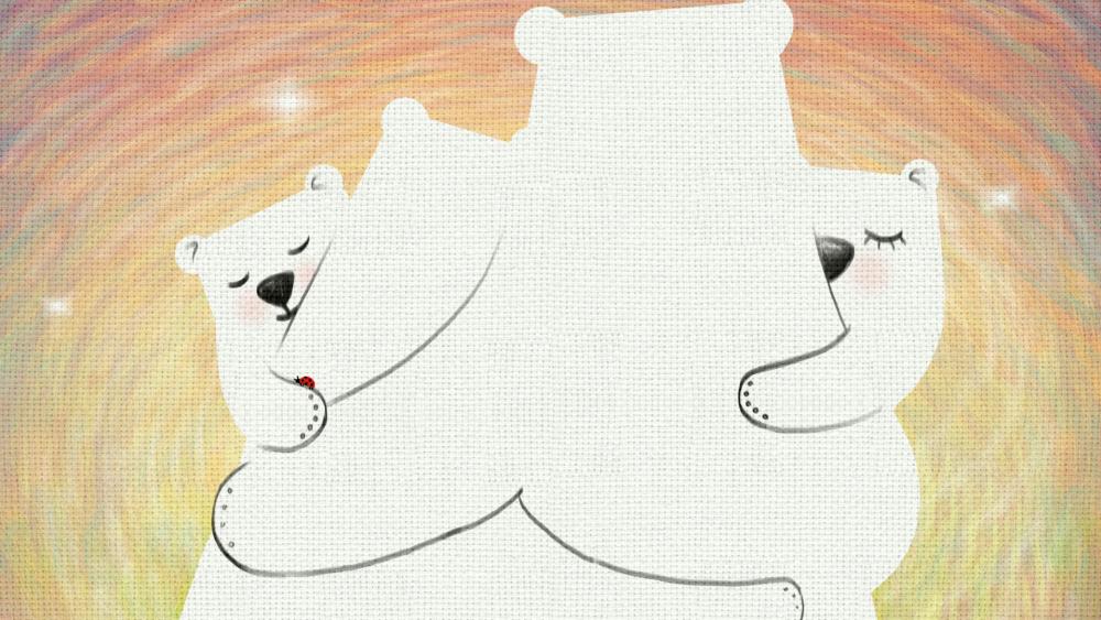 Polar bear family illustration wallpaper