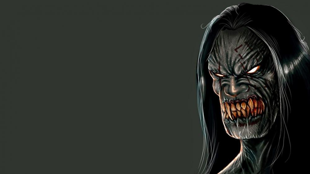 Scary monster with glowing eyes - Fantasy art wallpaper