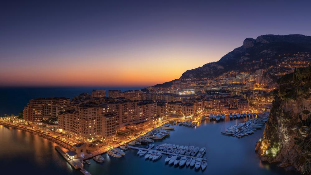 Monte-Carlo cityscape in the sunset wallpaper
