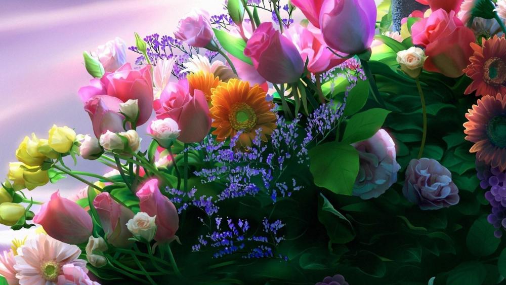 Colorful flower bouquet  wallpaper