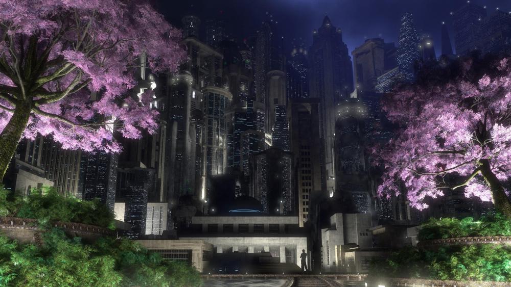 Cherry blossom in Gotham city - Fantasy art wallpaper