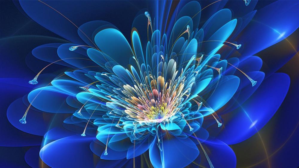 Glowing blue flower - Digital art wallpaper