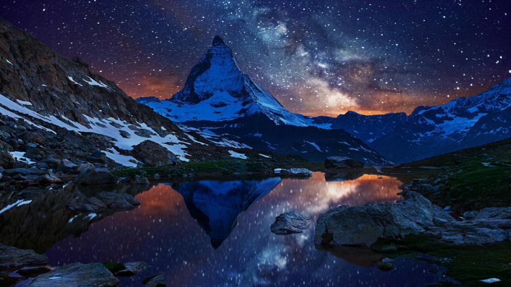 Milky Way over Matterhorn (Switzerland) wallpaper