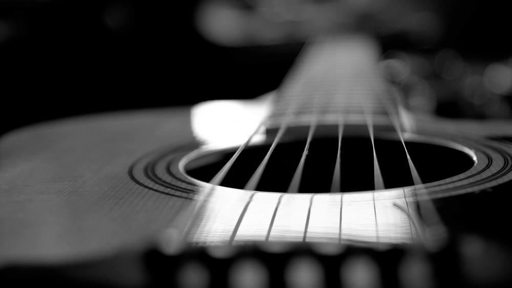 Acoustic guitar - Monochrome photography wallpaper