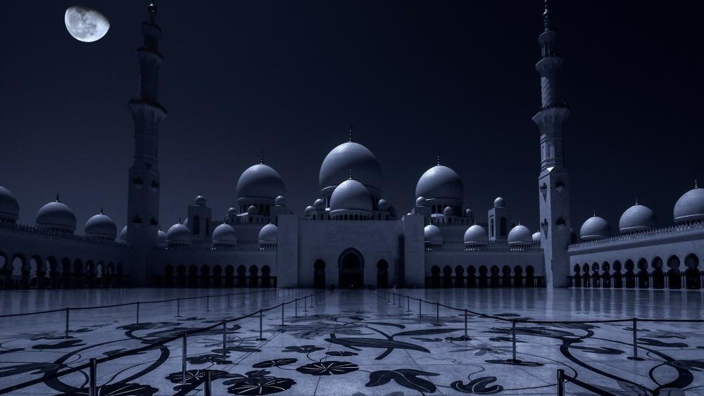 Sheikh Zayed Grand Mosque at night - Abu Dhabi, United Arab Emirates wallpaper