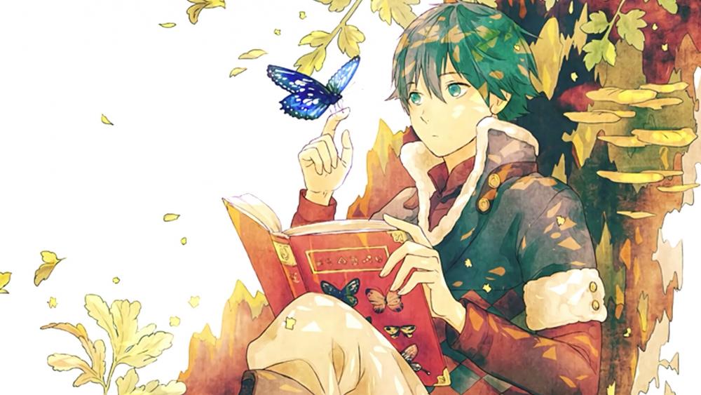 Anime guy reading a book wallpaper