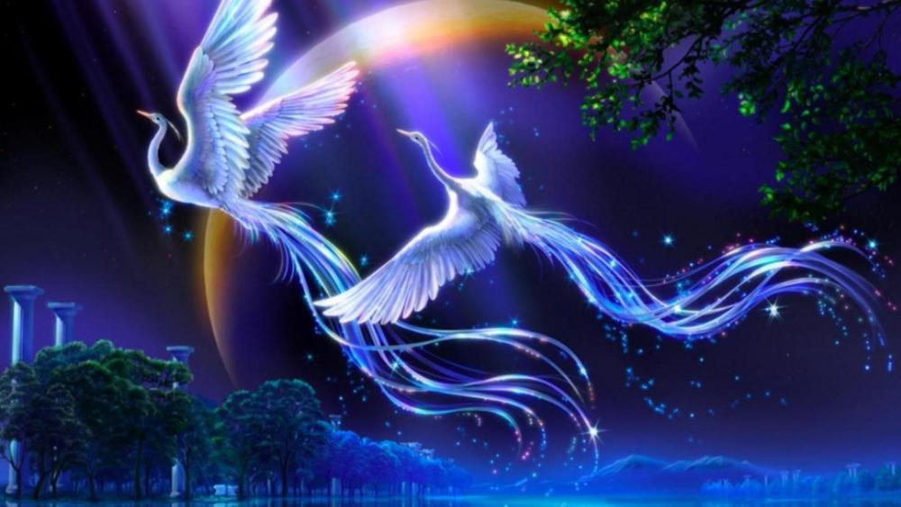 Birds of Paradise - Fantasy art wallpaper