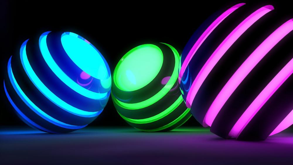 3D illuminating spheres wallpaper