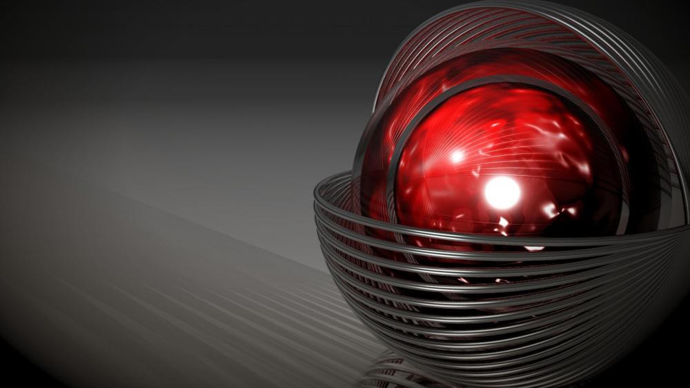 3D red sphere computer graphics wallpaper