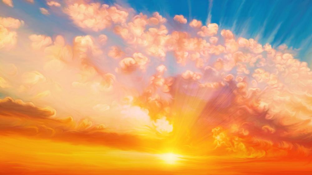 Last rays of sun - Painting art wallpaper