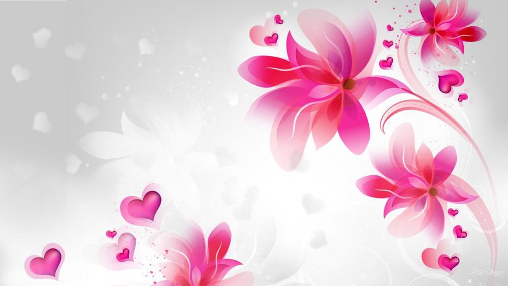 Pink abstract flowers wallpaper