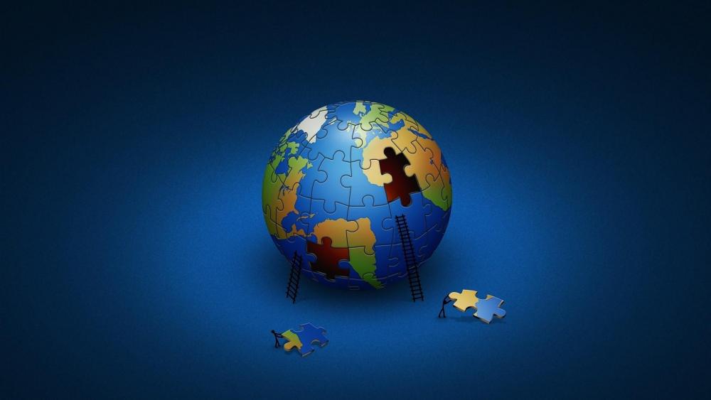 Earth puzzle graphics wallpaper