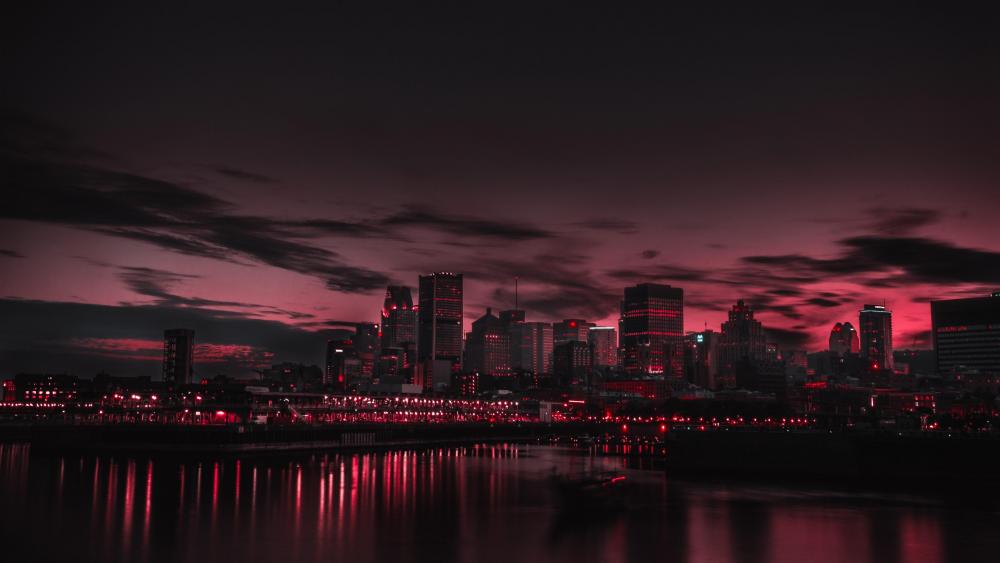 Pink sky over Montreal wallpaper