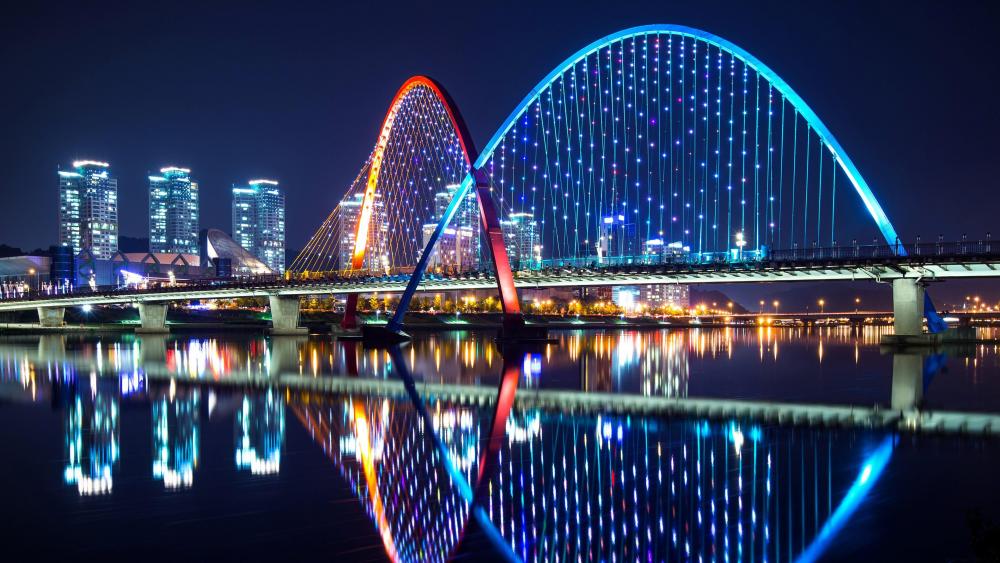Expo Bridge at night (Daejeon, South Korea) wallpaper