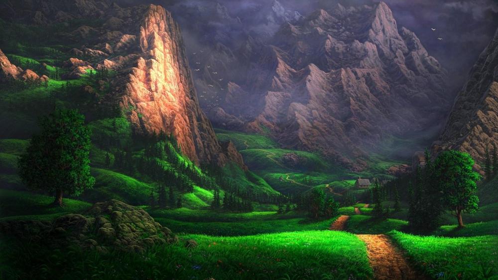 Mountain forest wallpaper