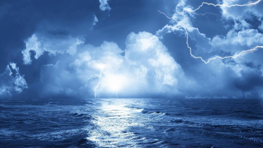 Storm in the sea wallpaper