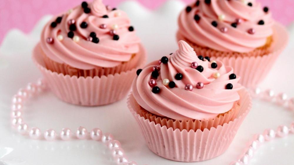Pink cupcake dessert wallpaper