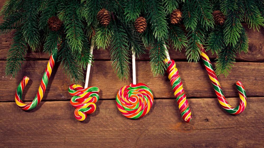 Candy canes at Christmas wallpaper