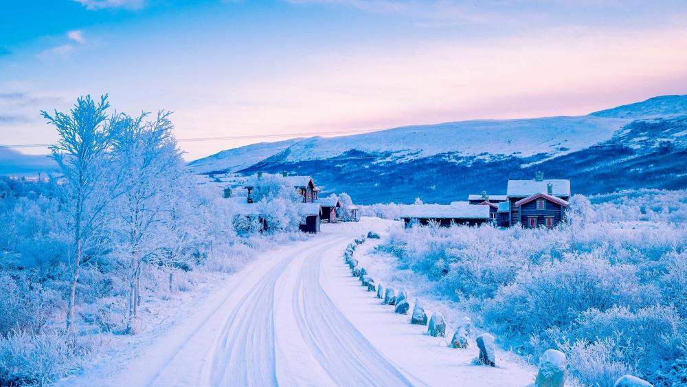 Winter village wallpaper