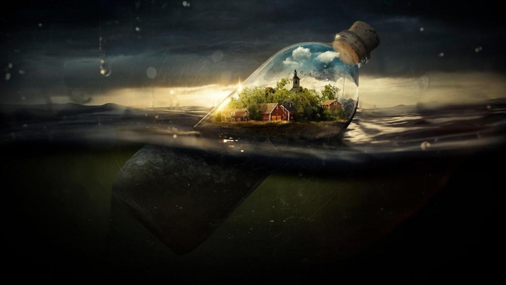 Fantasy world in a bottle wallpaper