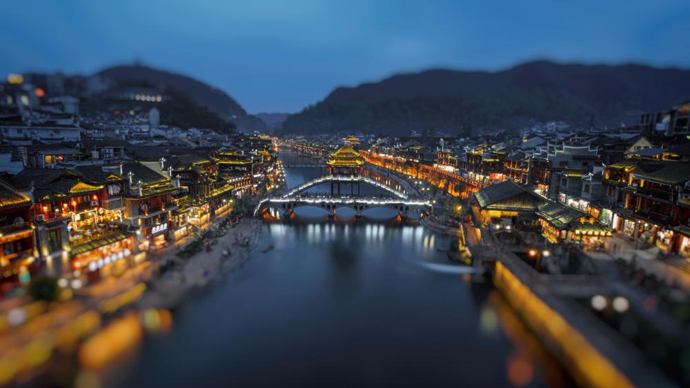 Fenghuang Ancient Town at dusk wallpaper