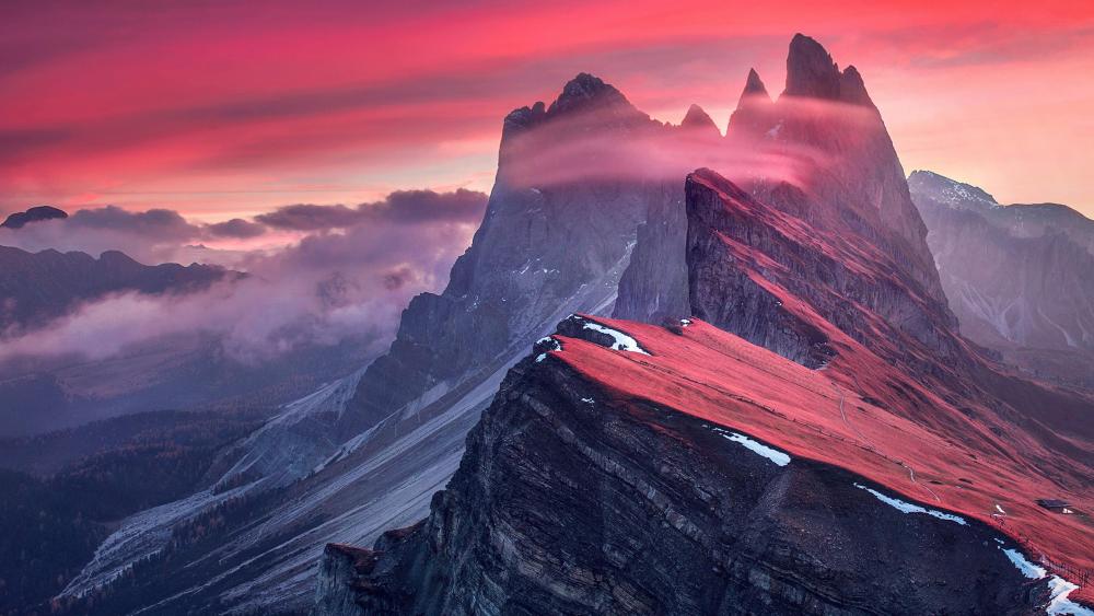 Dolomites Mountain Range of Italy (Puez-Odle Nature Park) wallpaper