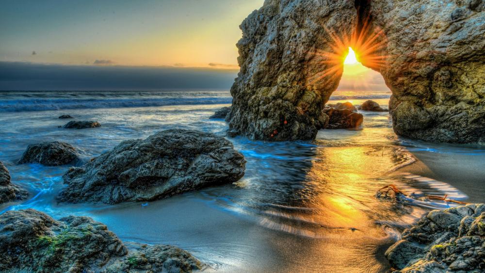 Malibu beach sunset wallpaper