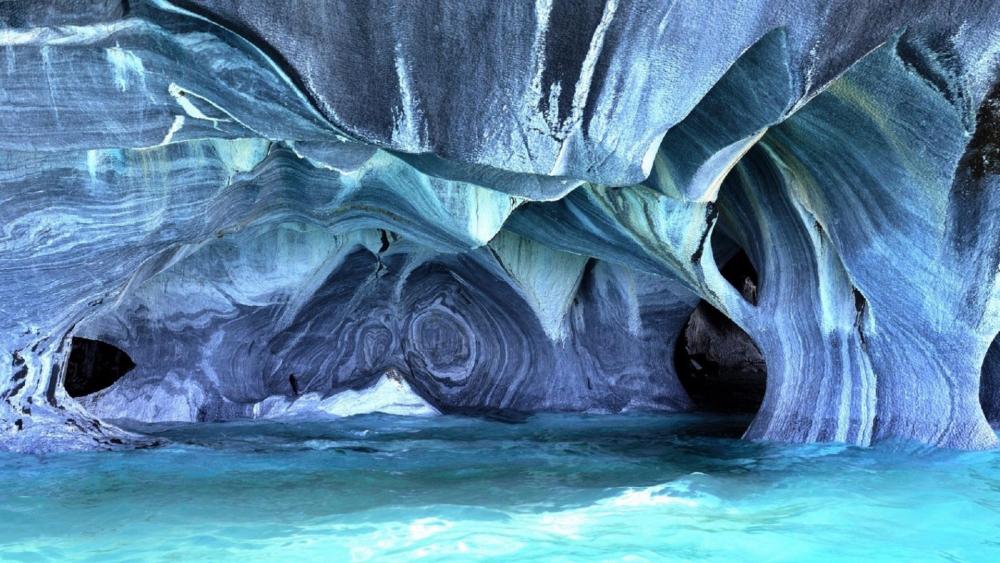 Marble blue cave wallpaper