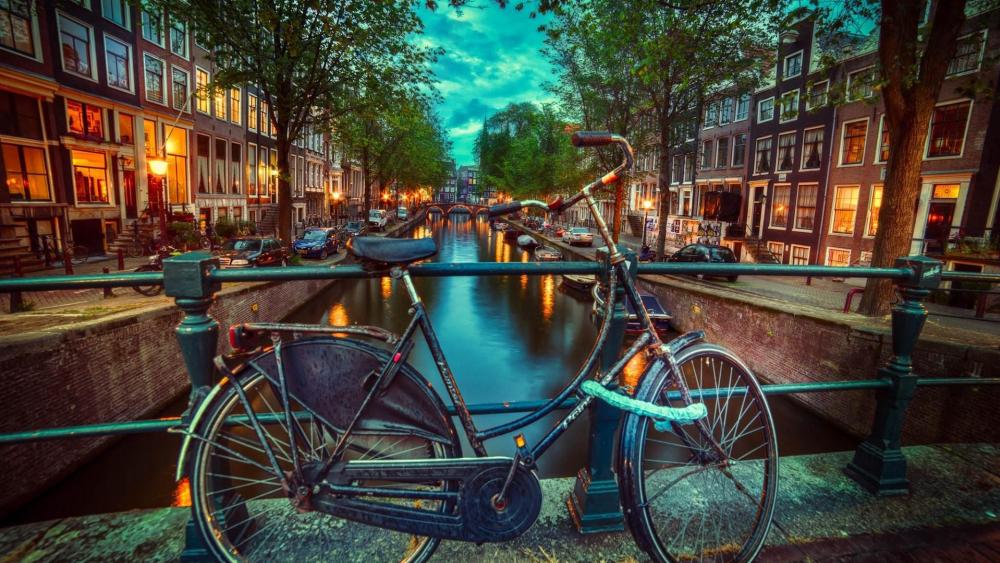Bicycle in Amsterdam wallpaper