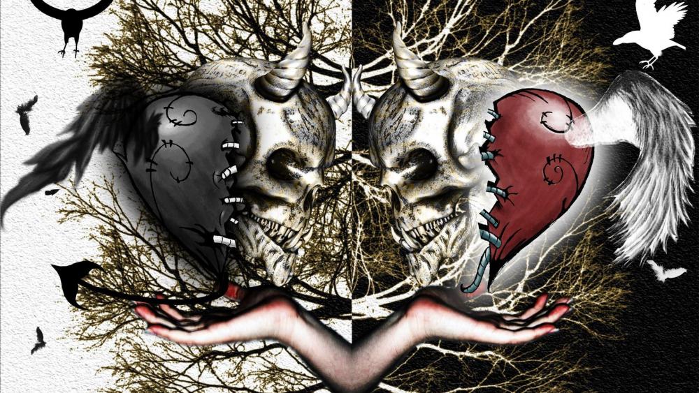 Skull love wallpaper