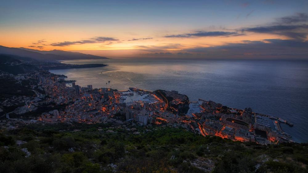 Monte-Carlo night skyline wallpaper