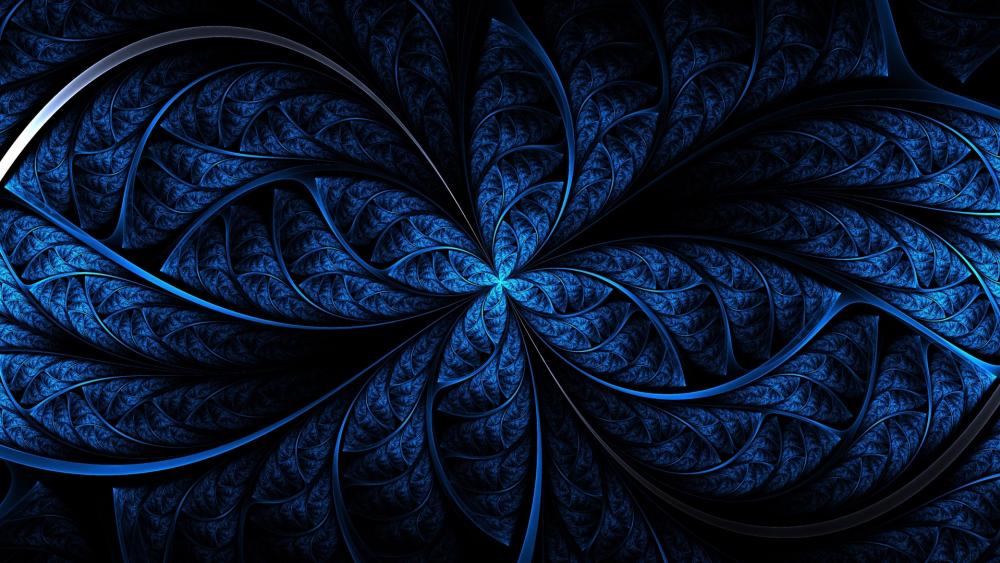 Navy blue fractal art wallpaper
