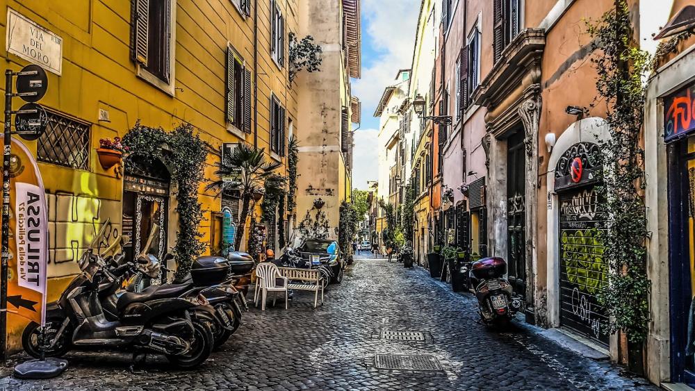 Street of Trastevere (Rome, Italy) wallpaper