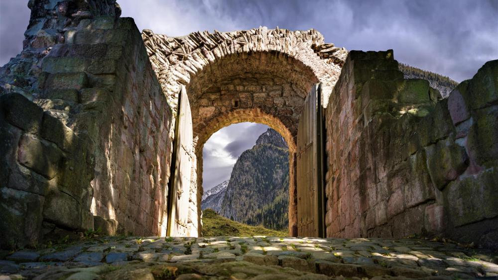 Ancient city gate wallpaper