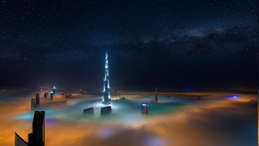 Burj Khalifa in the Milky way (Dubai) wallpaper