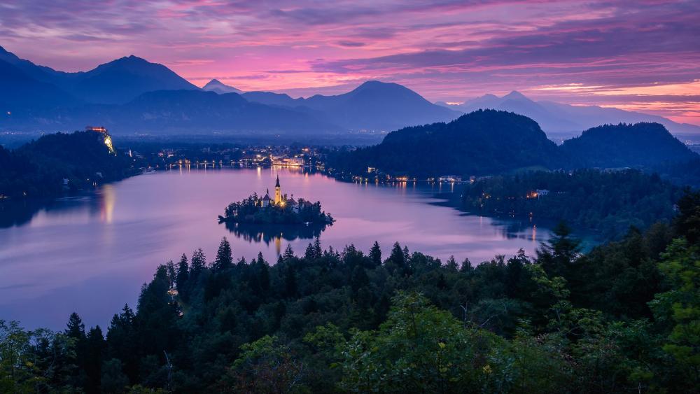 Ojstrica viewpoint at dusk wallpaper