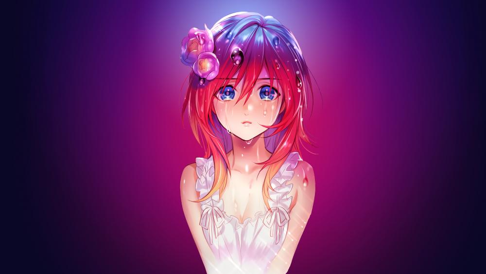 Crying anime girl wallpaper