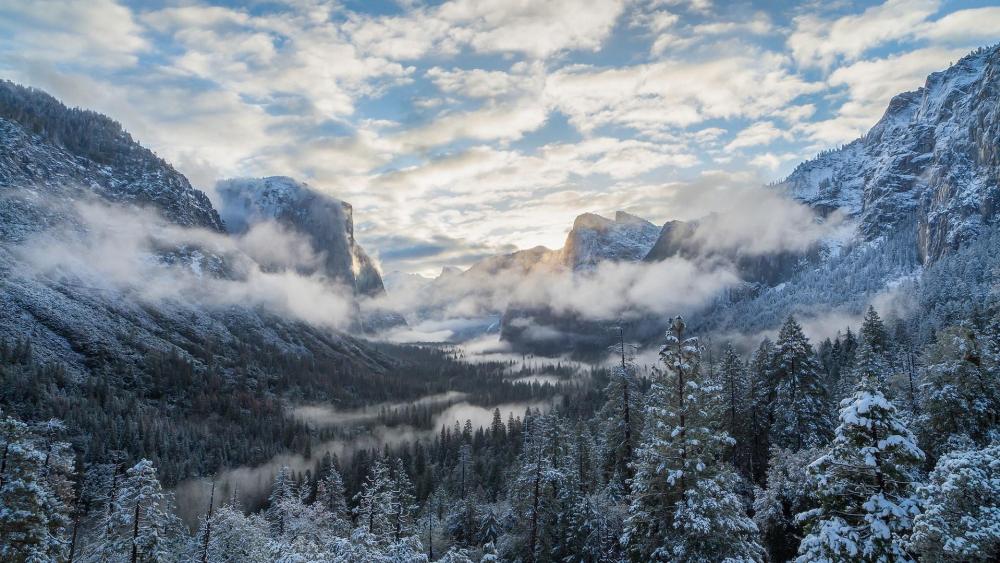 Yosemite Tunnel View at winter wallpaper