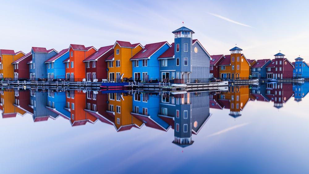 Reitdiep Marina perfect reflection wallpaper