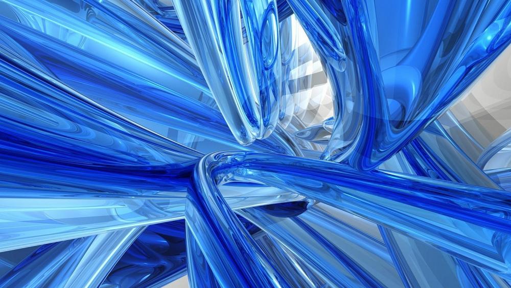 3D Blue glass tubes wallpaper