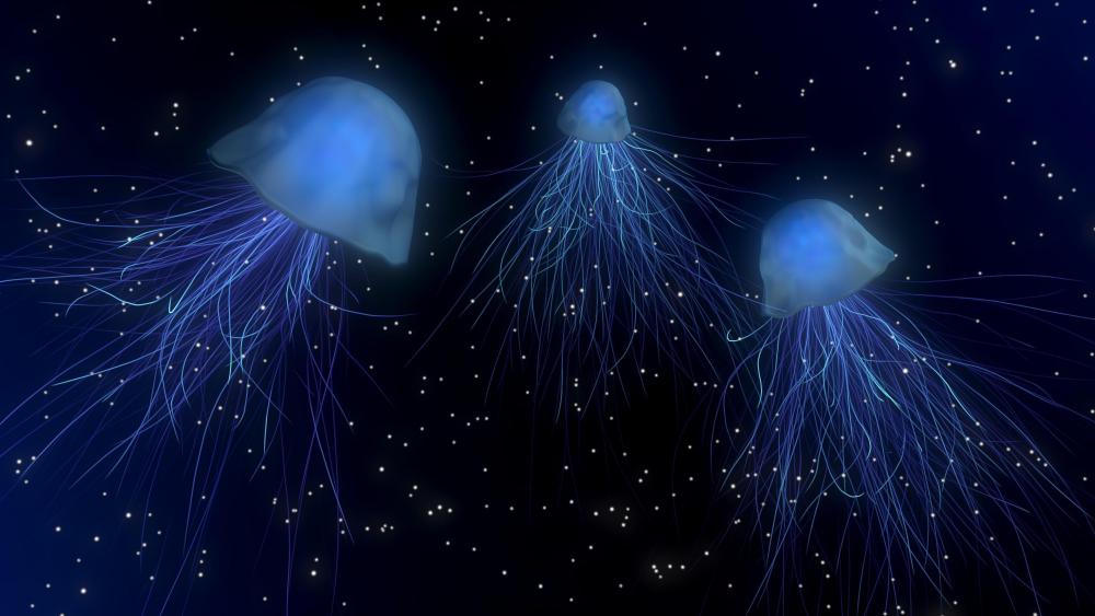 Illuminating space jellyfish - Fantasy art wallpaper