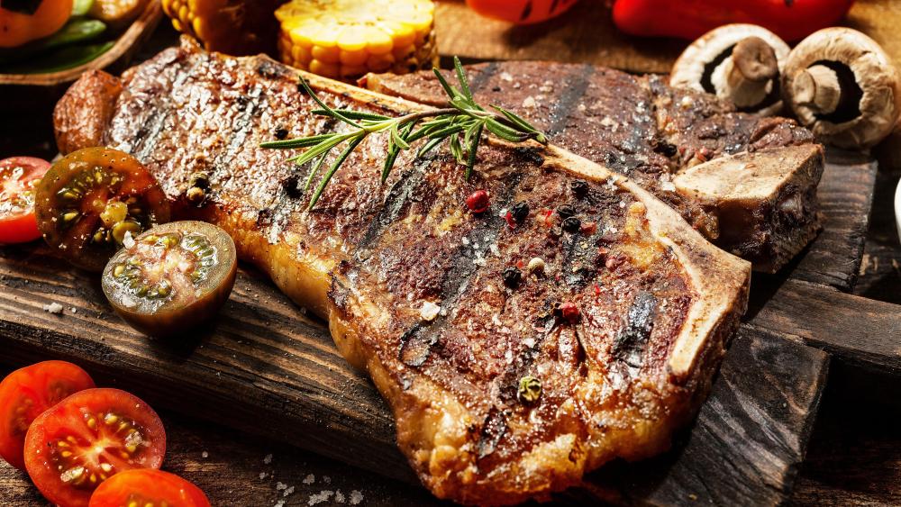 Beef T-bone steak barbecue grill wallpaper