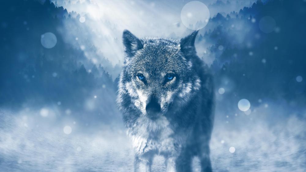 Wolf with blue eyes wallpaper