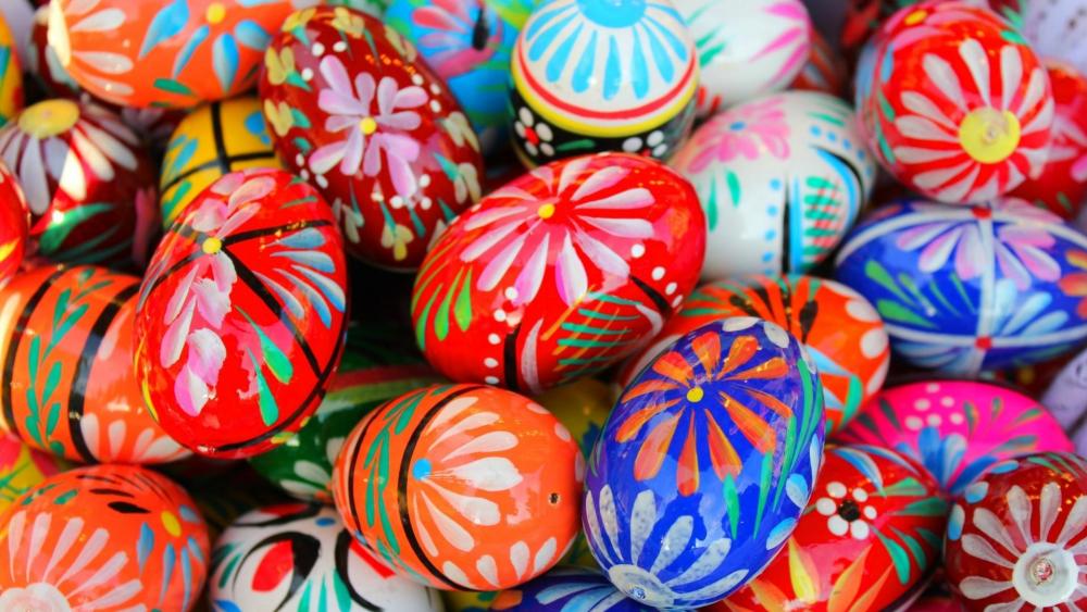 Hand painted Easter eggs wallpaper